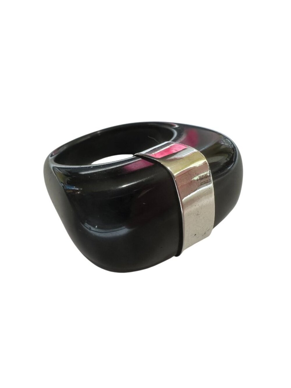 ATI 925 Sterling Silver & Black Resin Modern Ring Size 9.5
